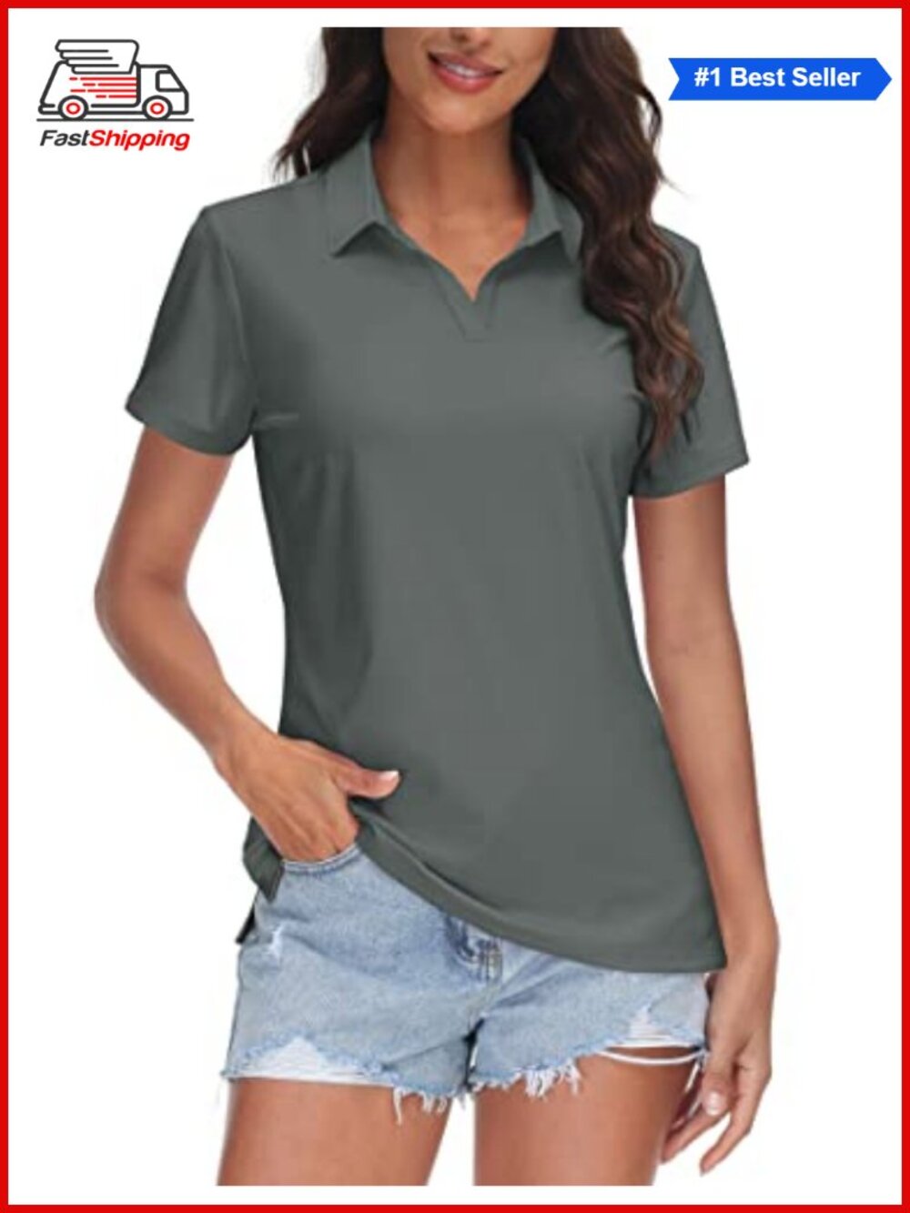 ✨ TACVASEN Women's V-Neck Polo Shirt UPF 50+ Short Sleeve Quick Dry Golf Polos